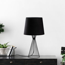 Opviq Telıs - 5371 Lámpara de Mesa con Cuerpo Metálico y Pantalla de Tela Negra